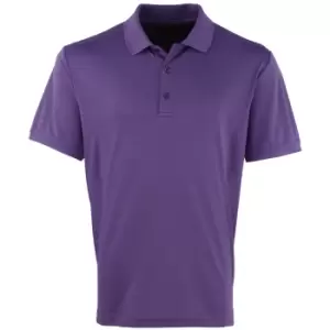 Image of Premier Mens Coolchecker Pique Short Sleeve Polo T-Shirt (M) (Purple)