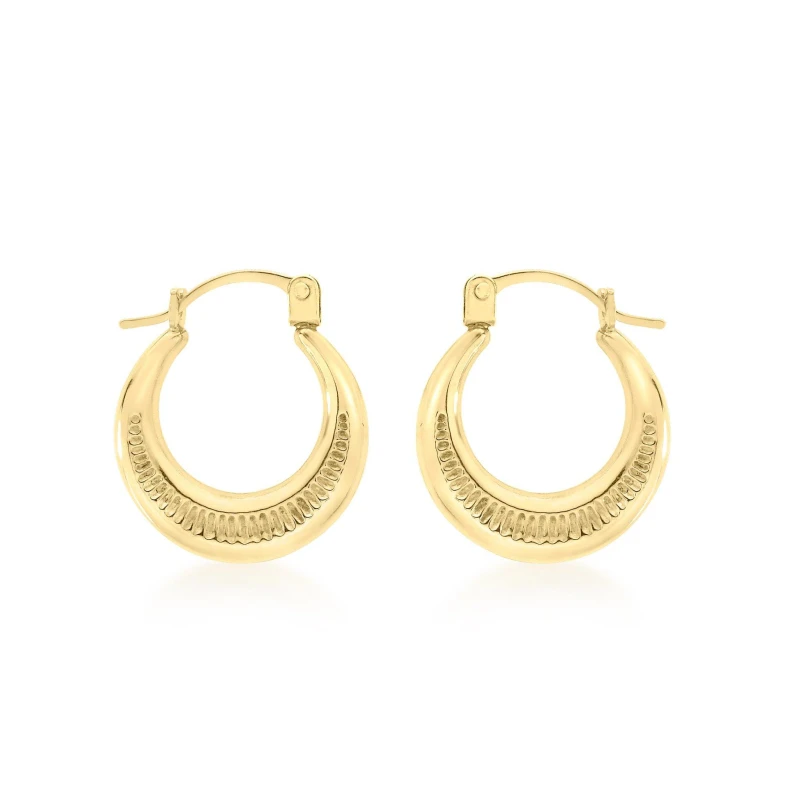 Image of Be You 9ct Gold Mini Ribbed Hoops Gold female One Size