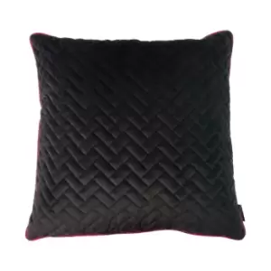 Image of Tetris Quilted Cushion Black/Hot Pink, Black/Hot Pink / 55 x 55cm / Polyester Filled