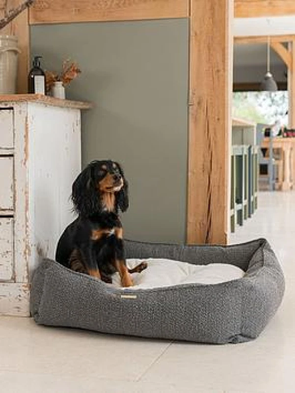 Image of Lords and Labradors Box Bed w/Inner Granite Boucle XL, Grey 29441