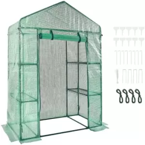 Image of VEVOR Walk-in Green House, 4.6 x 2.4 x 6.7 ft Greenhouse with Shelves, Set Up in Minutes, High Strength PE Cover with Doors & Windows and Steel