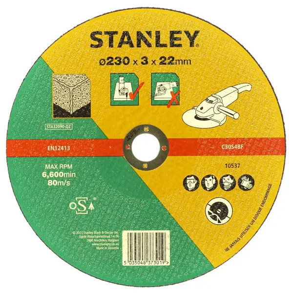 Image of Stanley Flat Concrete and Stone Cutting Disc STA32090 Diameter: 230mm