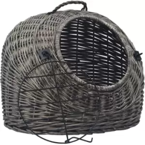 Image of Vidaxl - Cat Transporter Grey 60x45x45cm Natural Willow Grey