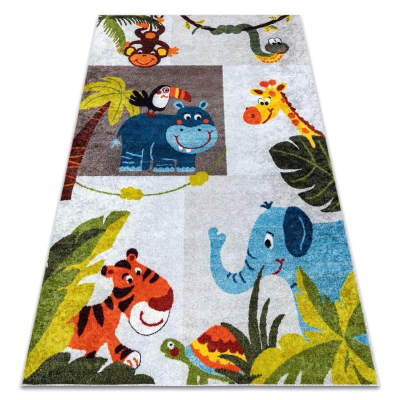 Image of RugsX Junior 51858.802 Washing Carpet Animals, Africa For Children Anti Slip - Grey 140X190 Cm