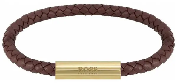 Image of BOSS 1580151 Mens Braided Leather Brown Bracelet Jewellery