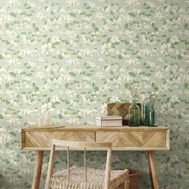 Image of Hoopla Walls Lino Leaves - Willow Mix 10M Wallpaper