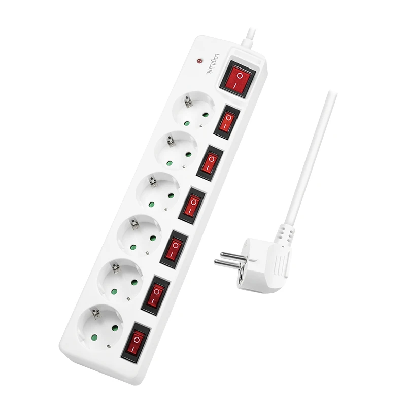 Image of LogiLink LPS250 power extension 1.5 m 6 AC outlet(s) Indoor White