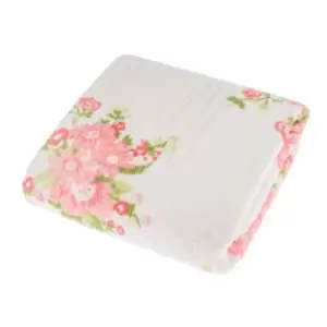 Image of HOMESCAPES Floral Printed Cream Hand Towel 100% Cotton - Cream