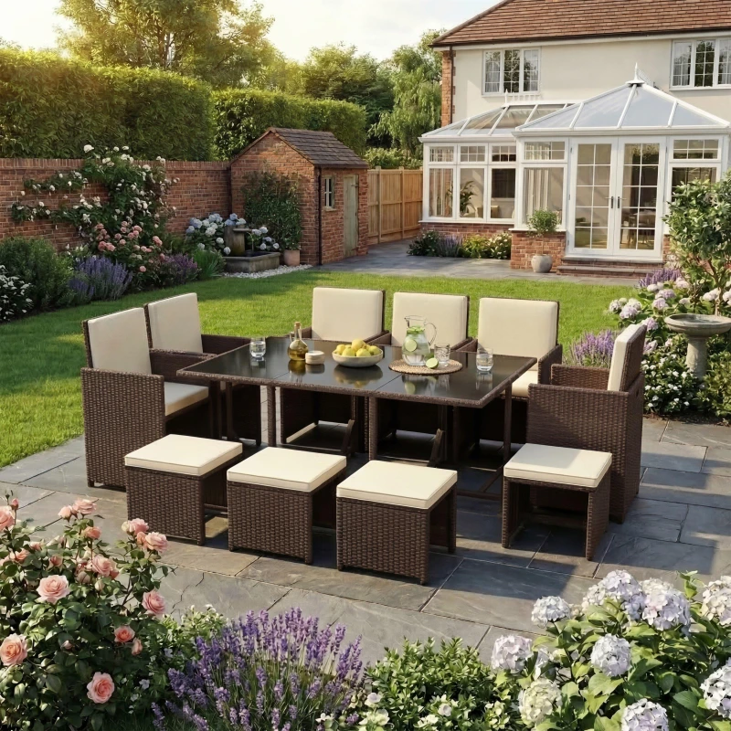 Image of Lassic Garden Vida Cuba 10 Seater Rattan Set UKFR Brown unisex 10 Seater