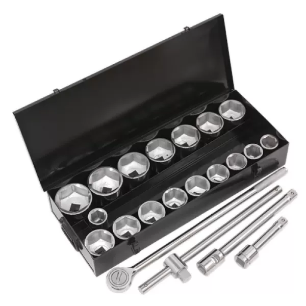 Image of Genuine SEALEY S0768 Socket Set 21pc 1Sq Drive 6pt WallDrive® Metric