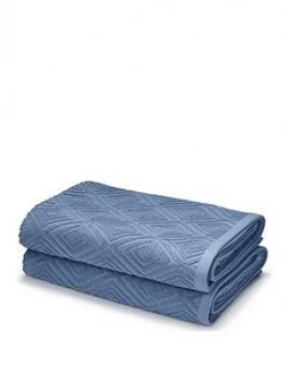 Image of Catherine Lansfield Diamond Sculpture Towel Range - Blue - Bath Sheet