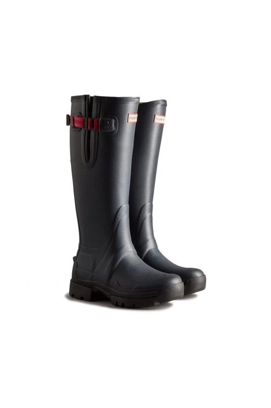 Image of Hunter Womens 'Balmoral Adjustable' Wellington Boots in Navy Size: 8 Navy Female 8