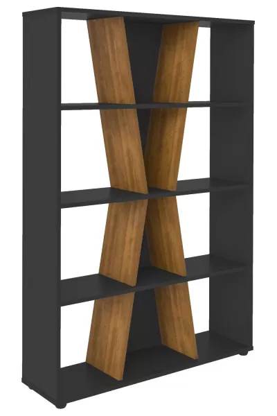 Image of Seconique Naples Medium Bookcase - Black/Pine Effect