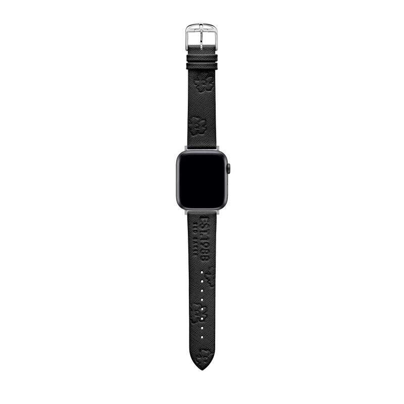Image of Ted Baker Embossed Leather Strap - Black One Size