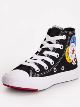 Image of Converse Chuck Taylor All Star Hi Top Logo Play Childrens Trainers - Black