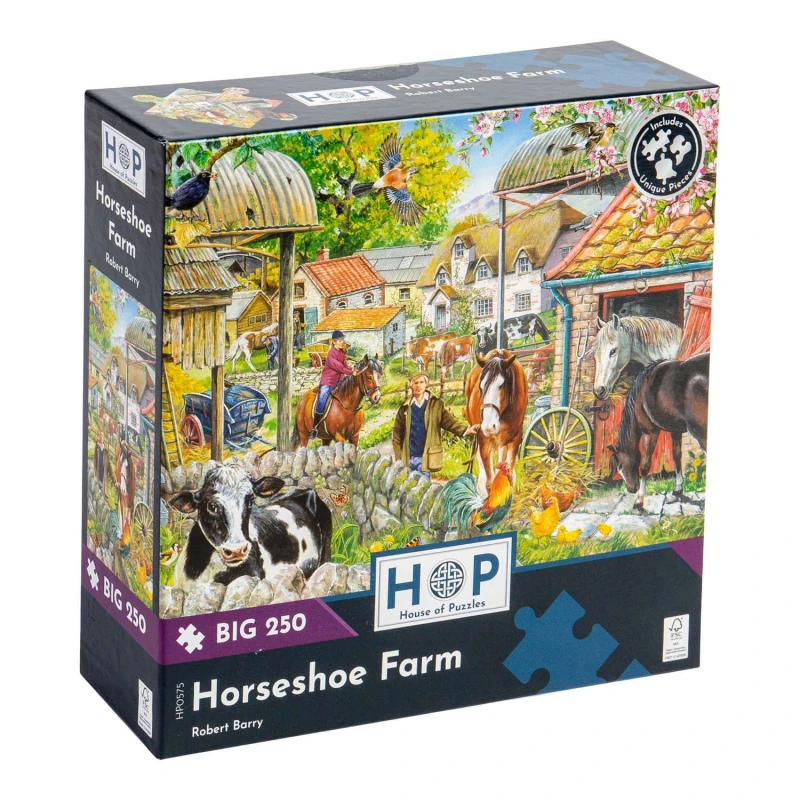 Image of The House Of Puzzles Horseshoe Farm, BIG 250 Piece Jigsaw Puzzle Multi unisex