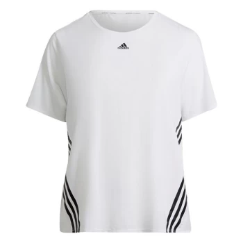Image of adidas Train Icons 3-Stripes Tee (Plus Size) Womens - White