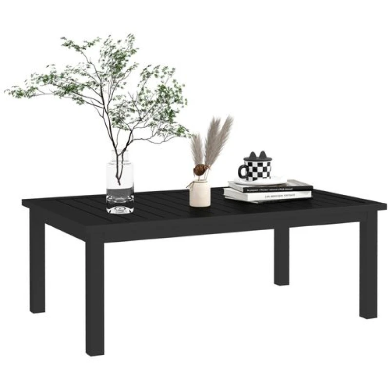 Image of Outsunny Aluminium Outdoor Coffee Table Patio Table, Black Black