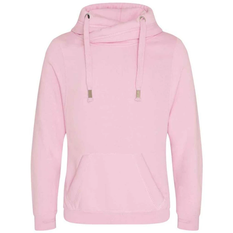 Image of AWDis AWDis Men Crossover Collar Hoodie in Baby Pink Size: Small Baby Pink S Male 5063470809585