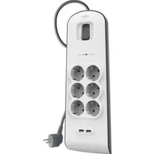 Image of Belkin BSV604vf2M Surge protection power strip 6x White, Grey PG connector