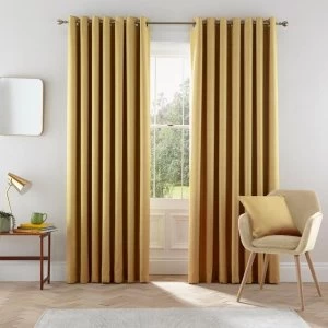 Image of Helena Springfield Dark Yellow Polyester 'Eden' Lined Curtains - 228cm x 228cm drop