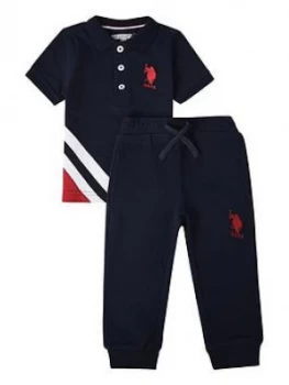 Image of U.S. Polo Assn. Toddler Boys Polo Shirt and Jog Set - Navy, Size Age: 36 Months