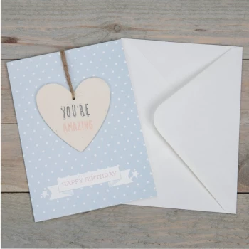 Image of Greeting Card with Heart Plaque - You're Amazing
