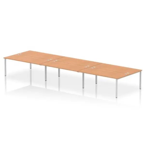 Image of Impulse Impulse Bench B2B 6 Person 1800 Silver Frame Office Bench Desk Oak IMB6P18OAKS