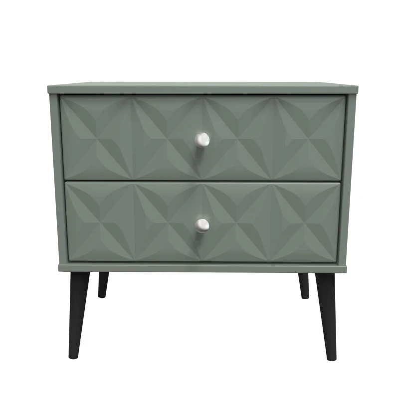 Image of Toledo 2 Drawer Side Table In Reed Green (Ready Assembled)