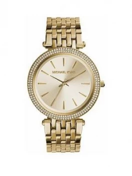 Image of Michael Kors Gold Sunray Crystal Set Dial Gold Stainless Steel Bracelet Ladies Watch
