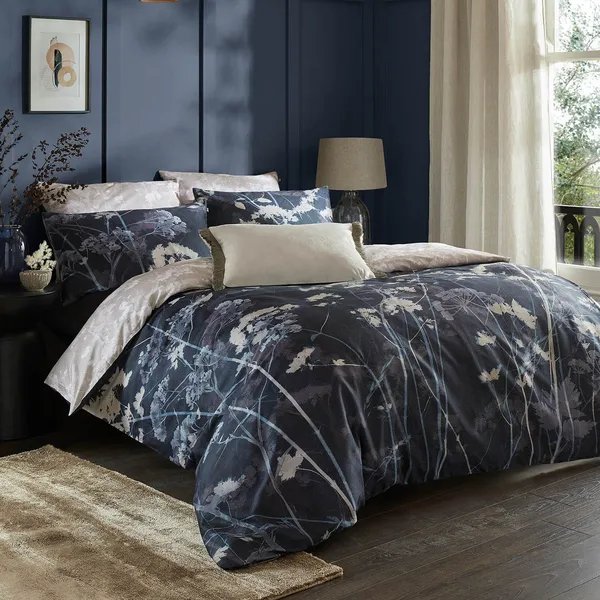 Image of Graham & Brown Flower Press Duvet Set, King, Indigo