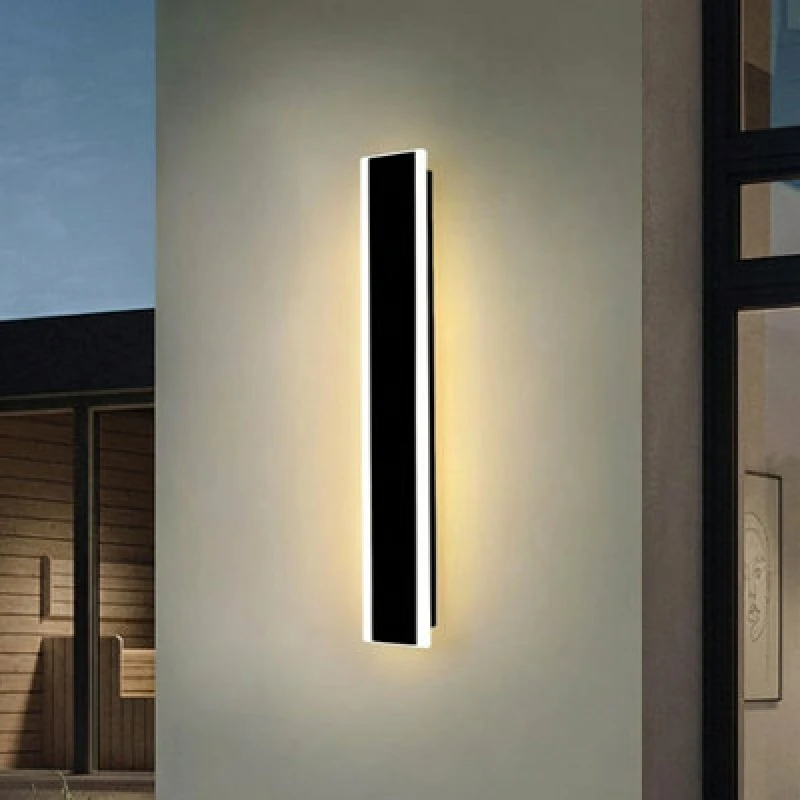 Image of Ener-J Ener J Outdoor LED Wall Light 60Cm Black 12W Warm White Ip65 Linear Bar