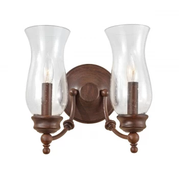 Image of 2 Light Indoor Candle Wall Light Antique Bronze, E14