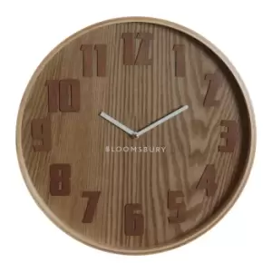 Image of 40cm Brown Grain Wooden Wall Clock