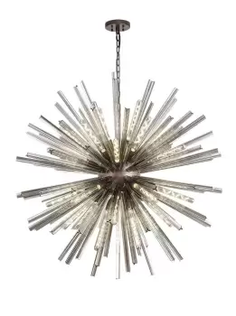 Image of 32 Light E27, Round Pendant Brown Oxide , Smoke Glass