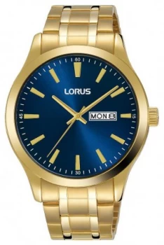 Image of Lorus Mens Blue Dial Gold Plated Steel Bracelet RH340AX9 Watch