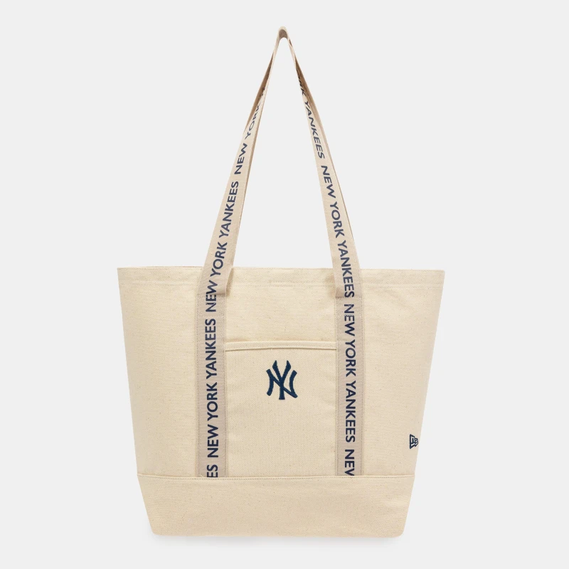 Image of New Era Womens Canvas Strap Tote Bags NY Cream/Navy female One Size