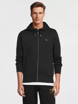 Image of GANT Gant Original Zip Thru Hoodie, Black Size M Men
