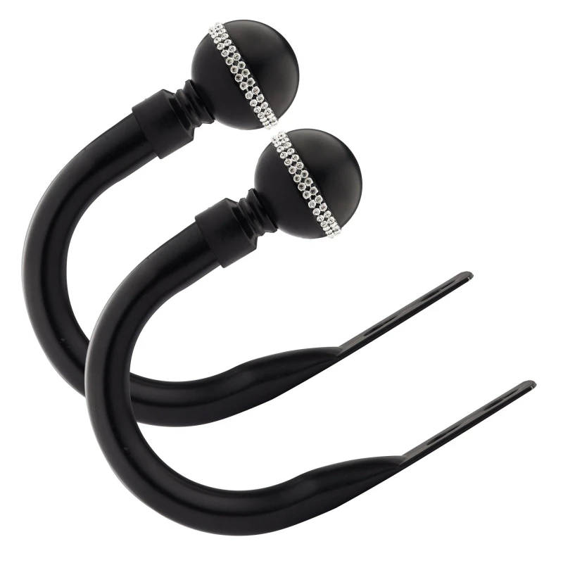 Image of Emma Barclay Bling Pair of Curtain Holdback Tiebacks Curtain Poles Hold Back Black 71301103000