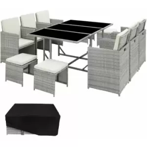 Image of Rattan garden furniture set Malaga 6+4+1 with protective cover - garden tables and chairs, garden furniture set, outdoor table and chairs