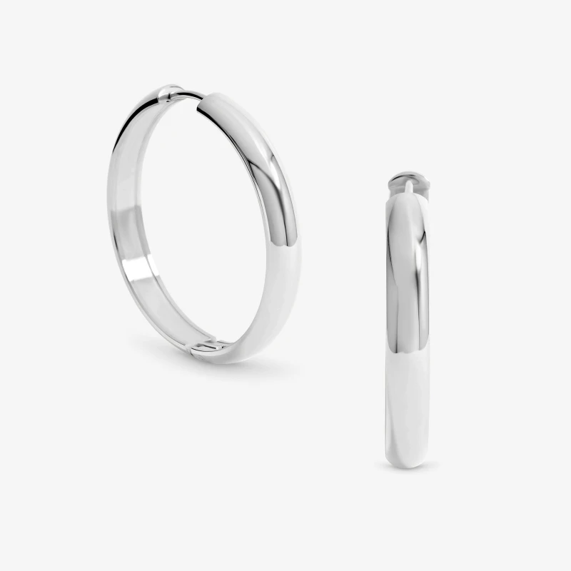 Image of Jon Richard Platinum Plated Stainless Steel Large Flat Hoops Hoop Earrings One Size Silver 72188311000