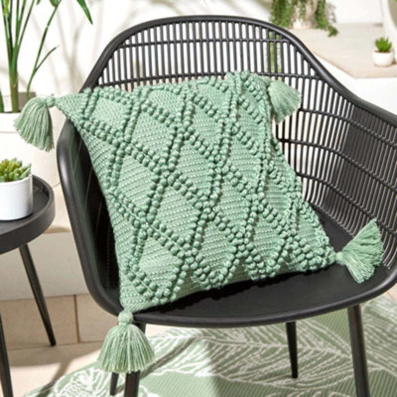 Image of Drift Alda Woven Outdoor Filled Cushion 43cm x 43cm Green