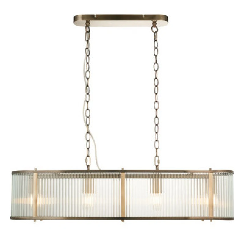 Image of SO'HOME Risto 4-Light Ribbed Glass Pendant Light aged brass ONE SIZE