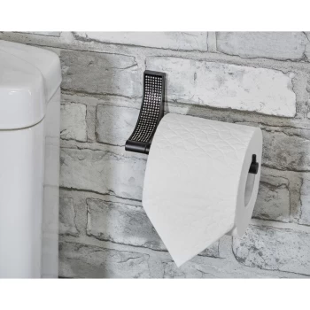 Image of Sparkle Matt Black Toilet Roll Holder - Black