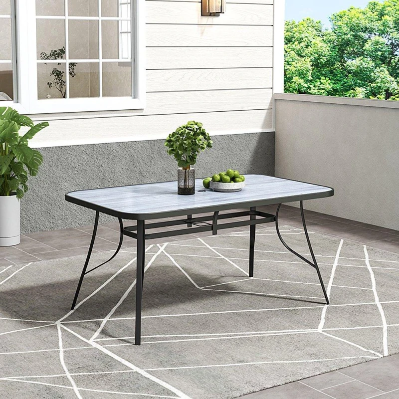 Image of Breeins Garden Tempered Glass Grain Table Black L