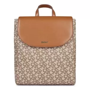 Image of DKNY Logo Flap Backpack - Brown