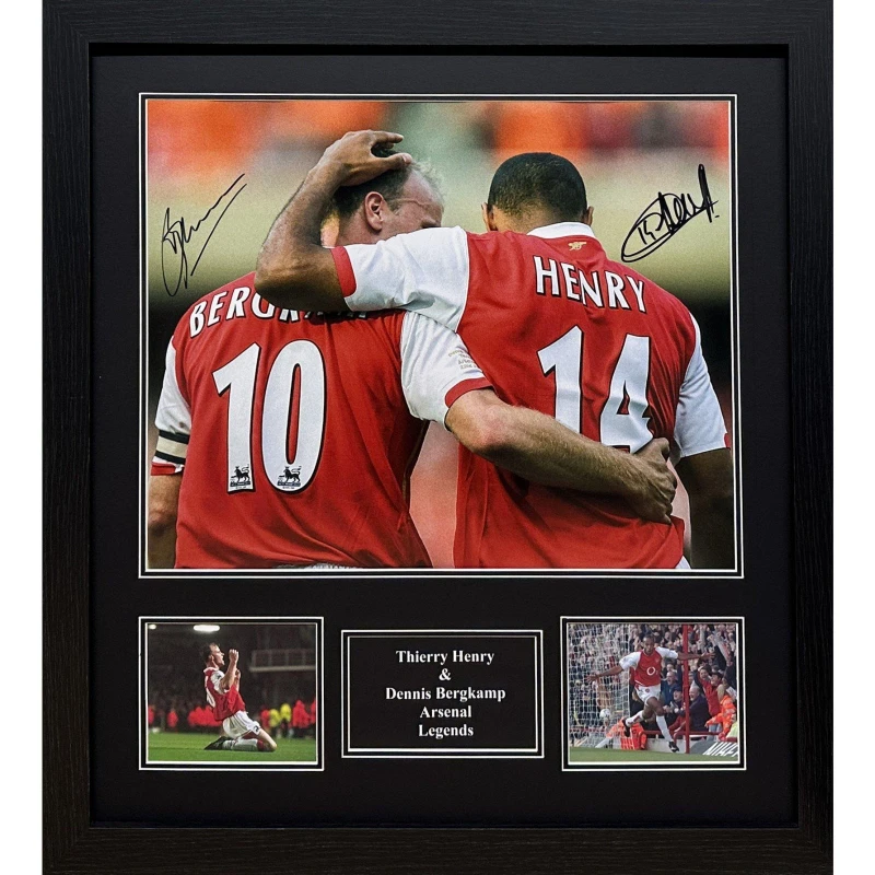 Image of AllStarSignings Ltd Henry & Bergkamp dual signed Arsenal photo Red unisex One Size