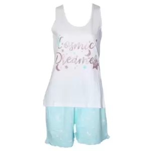 Image of Forever Dreaming Womens/Ladies Cosmic Dreams Short Pyjama Set (M) (White/Mint)