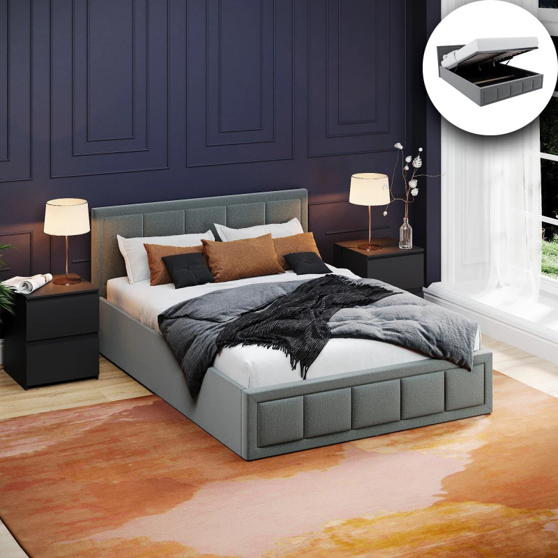 Image of Lassic Vida Designs Vanita Double Ottoman Fabric Bed UKFR Light Grey unisex Double