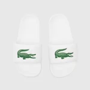 Image of Lacoste White & Green Serve 1.0 Boys Youth Slides